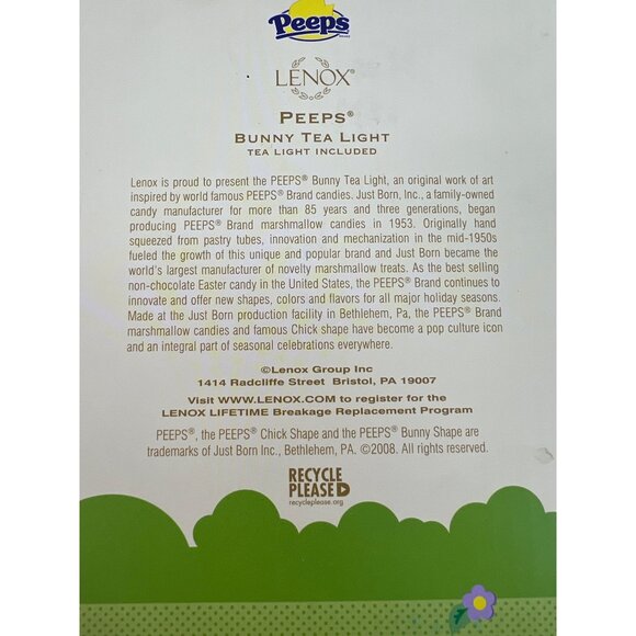 Lenox Pink Peeps Bunny Tea Light Holder With Box - Picture 4 of 5